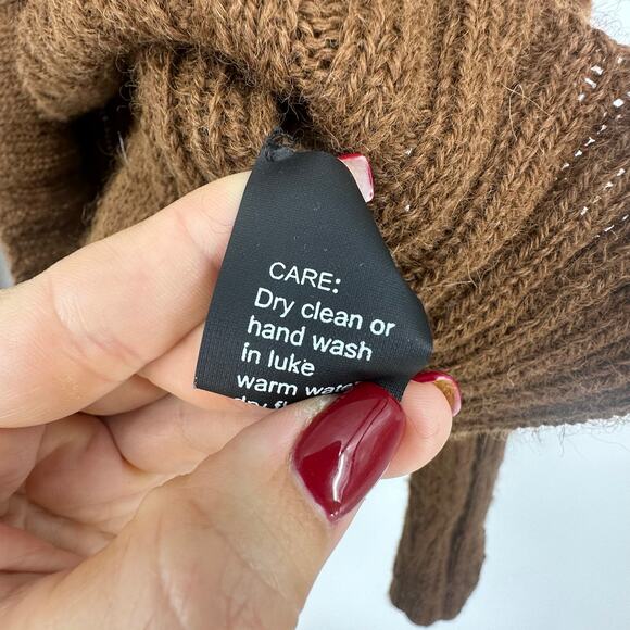 Indigenous One Weave Womens S 100% alpaca Cardigan Sweater Brown Cable Knit Boho - Picture 6 of 11